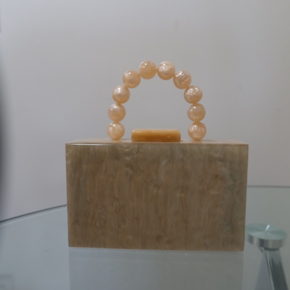 Acrylic Marble Pattern Top Handle Clutch Bag - Picture 1 of 4